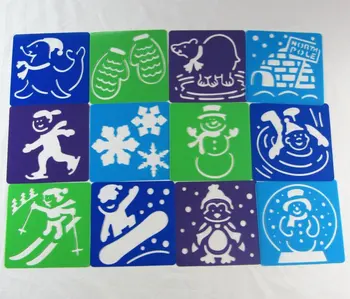 12PCS/LOT.Noel sanat kalıp 20 tasarım Resim Erken Anaokulu sanat ve el sanatları eğitim oyuncak öğrenme OEM şablonu