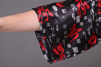 Yeni Varış Siyah Kızıl Çin Erkek Saten Bornoz Yenilik Baskı Kimono Yukata Elbise Yaz Salonu Pijama S M L XL XXL XXXL