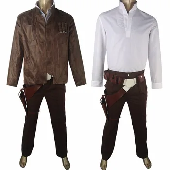 Star Wars VII 7 Kuvvet Han Solo Ceket Pantolon Kıyafet Üniforma Halloween comic-con Cosplay Kostüm Yetişkin Erkek Uyanır