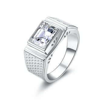 Erkekler 925 Gümüş Yüzük Takı için AİNOUSHİ Lüks Erkek Yüzüğü 3 Ct Lab-Created SONA Yüzüğü