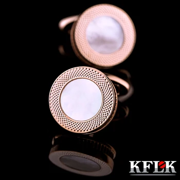 KFLK sıcak düğün hediyesi kol düğmeleri kabukları tırnak erkek gömlek moda kol düğmeleri 2018 yeni ürünler ücretsiz kargo kol düğmeleri kol