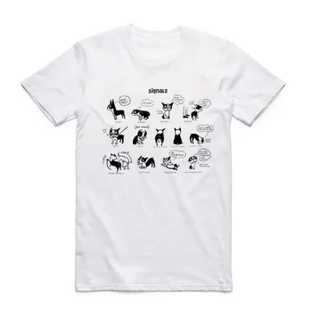Moda Erkekler Kadınlara Baskı Boston Terrier Komik T-shirt Kısa Kollu O-Boyun Yaz Unisex Casual Beyaz Top Tee T-Shirt Swag