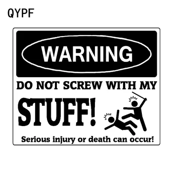 QYPF 18.4 CM*15CM Uyarı Eşyalarımı berbat etmeyin! S9 Araba Sticker Siyah/Gümüş Vinil Dekorasyon Grafik-1541