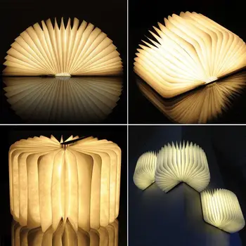 Ahşap Katlanır Kitap Tükettiği Sanat Dekoratif Işıklar Masa/Duvar Manyetik Lamba Beyaz/Sıcak Beyaz LED