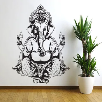 Oturma Odası İçin Ganesha Fil Buda Mandala Yoga Duvar Çıkartmaları Çıkarılabilir DİY Ev Dekorasyonu Vinil Duvar Çıkartmaları