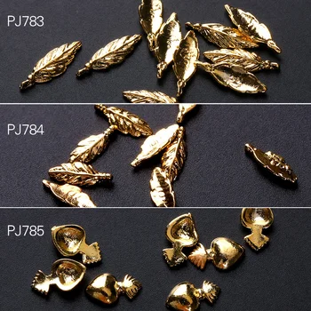 Mavilik 20Pcs/Lot 3D Tüy Kalp Tasarım Altın Sanat Süslemeleri Metal Bakır Manikür DİY Çivi İçin Çivi Çivi Taslar