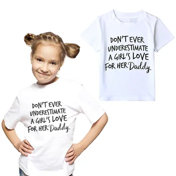 2017 Yaz Kız T-shirt Dadyy %100 Pamuk Beyaz Çocuk Sevgisi 1-5 yıl Kız Bebek Giyim Tişört T shirt Çocuk Üstleri