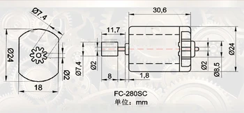 Tekerlek Dişli Mo-FC-280SC.7x9T Araba Denso Mikro Motor dikiz Aynası Araba Otomatik Kapı Kilidi Motor 12 V 11800RPM DİY