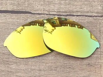 24K Altın & Fire Kırmızı 2 Çift Yarım Ceket güneş Gözlüğü Çerçeve %100 UVA ve UVB Koruması İçin Polarize Yedek Lensler Ayna
