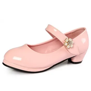 Kızlar Yüksek Fahion-Sevimli Çocuk Prenses Nedensel Dans Ayakkabıları su Geçirmez PU Deri Parti topuklu Ayakkabılar