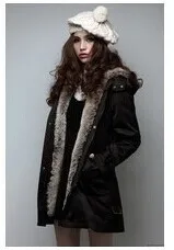 Sıcak Ücretsiz kargo Taklit kürk astarlı kadın kış sıcak uzun kürk ceket pamuklu giysiler kürk Toptan Bayan Mont Kapşonlu