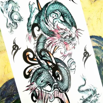 SHNAPİGN Azure Dragon Saint Canavar Geçici Dövme Vücut Sanatı Flash Dövme Sahte Araba su Geçirmez Sticker Stil 10cm 17*Çıkartmalar