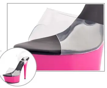 Sandalet Ayakkabı Kadın su Geçirmez Platform Şeffaf Kristal Yüksek heels15cm Düğün Gelin Ayakkabıları Renkli Ziyafet Ayakkabıları Mücadele
