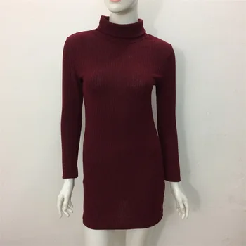 2017 Yeni Varış Kadın Sonbahar/Kış Elbise 3 Renk Sıcak bir Kılıf Mini Kısa Rahat Kadın elbise vestidos Örme