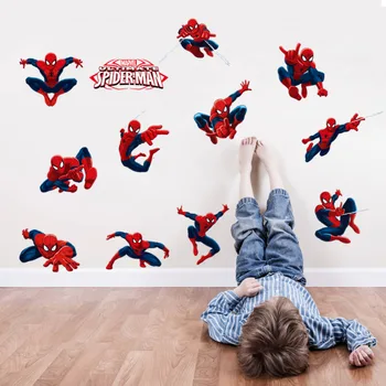 11 Diy Çocuk Odası Pvc Duvar Çıkartması Çocuk Çocuk Bakım Odası Dekorasyonu Süper Kahraman Hediye İçin Spiderman Dekoratif Duvar Çıkartmaları Poz