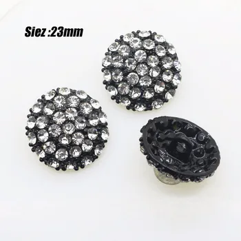 Yeni 5 adet / lot 23mm Siyah Şeffaf Kristal Rhinestone düğmeler Kazak Dikiş Giysiler Dekoratif Düğmeler Elbise DİY