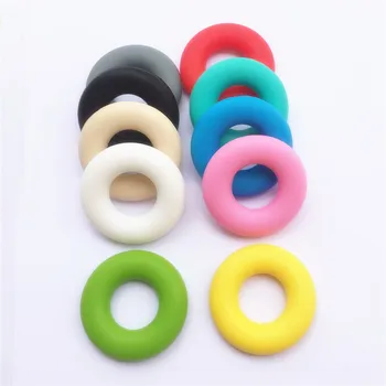 Chenkai 50pcs BPA Ücretsiz Silikon Donut Yüzük Gevşek Yuvarlak Boncuk Gıda Sınıfı DİY Emzik Kukla Teether Mücevher Oyuncak Aksesuarları