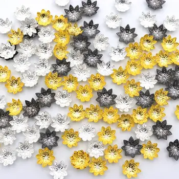 Kuyumculuk Diy Aksesuarlar Bileşeni Bulmak için 100Pcs Karışık 8 Yaprakları Çiçek Metal Boncuk Kapaklar Toptan Nakış