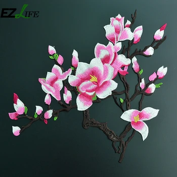 Seç:/Manolya Çiçek Nakış Giysiler için LQW0442 Yaratıcı Klasik Çiçek Dekoratif Aplike Yamalar Dikiş Aracı Yamaları seti