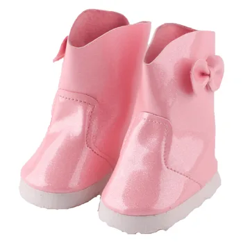 N471 bebek için 18 inç Amerikan kız bebek için bebek ayakkabıları ,Pembe deri Çizme bebek ayakkabı hediye
