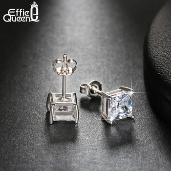 Effie Kraliçe Parlak Prenses Zirkon Kadınlar Damızlık DE148 6 Renk Seçenekleri Klasik Gümüş Küpe Parti Takı Küpe Cut