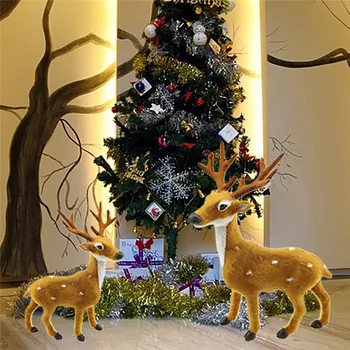 1 adet Peluş Noel ren Geyiği Noel Geyiği Peluş Simülasyon Yeni Yıl Hediyesi Noel Dekorasyon Ev için 15cm 25cm 30cm 40cm Navidad