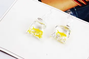 Yeni moda üç boyutlu Plastik Akrilik Altın Balık Çanta Şekli DİY Mücevher Takılar Aksesuarlar Malzeme Küpe Kayan Cazibesi Zanaat Süsleme