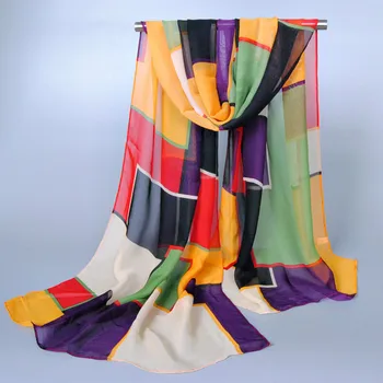 Moda Kadın Şifon Zarif geometri baskılı Eşarp tasarım eşarp Büyük Eşarp Şal Cachecol 160*50cm