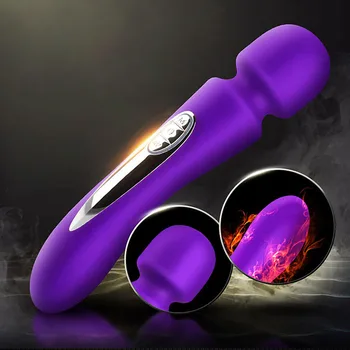 Kadın için kadın sihirli değnek masajı klitoris uyarıcı Seks Oyuncakları için şarj edilebilir Çift vibratör vibratör g spot vibratör ısıtma