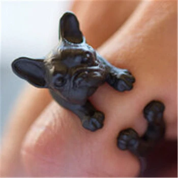 Vintage yüzük bulldog Köpeği üretme Silah Siyah / Antika Gümüş / Antik Bronz Yüzük Sosis Köpek Dachshund