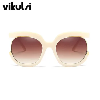 2017 Lüks Marka Tasarımcı güneş Gözlüğü Kadın Sürüş İçin Kadın Büyük Yarım Çerçeve UV400 Vintage Güneş Gözlüğü Retro Gözlük büyük Boy