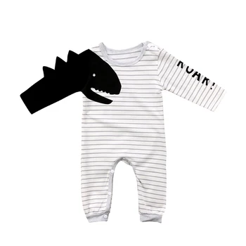 Moda yeni Doğan Bebek Kız Dinozor Uzun Kollu 24 0 Romper Tulum Kıyafetler Bebek Giyim Çizgili-