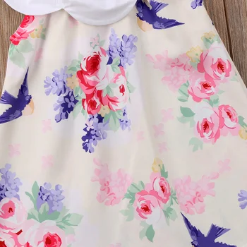 2018 Yaz Sevimli Bebek Bebek Kız Çiçek Elbise Kolsuz Lotus Yaka Boho Mini Sundress 5Y 0 Elbiseler-