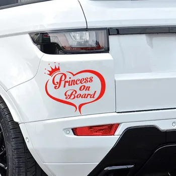 Prenses Tahta Vinil Etiket Sticker Sevimli Komik Crown Araba Kamyon Penceresinde Aşk