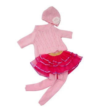 1 18 inç 4 Pembe bebek elbise hırka + şapka +etek + 43cm için legging set zapf bebek doğmuş en iyi set elbise doğum günü setleri bebek