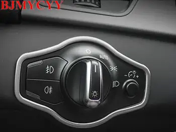 Audi A4L A5 Q5 için BJMYCYY Araba Krom Kafa Işık Anahtarı Kapağı Döşeme Far Kolu Çerçevesi Payet Aksesuar Şekillendirme
