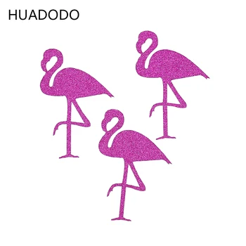HUADODO 12CS Glitter Kağıt Etiket Flamingo Şişe Kap Etiket DİY Sanat bekarlığa Veda plaj Partisi, Düğün Doğum günü, Bebek Partisi