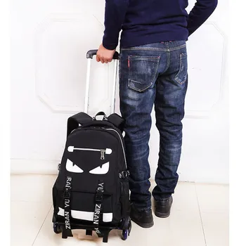 Çocuk Sırt çantası Bagaj Haddeleme yüksek kapasiteli Öğrenci Omuz Kabin Seyahat İpli Okul Çantası Tekerlekli Bavul Arabası
