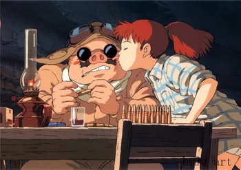 Kırmızı domuz Hayao Miyazaki Poster Net Görüntü Duvar Çıkartmaları Ev Dekorasyonu Kaliteli Beyaz Kuşe Kağıt Baskı