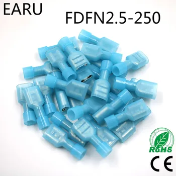 FDFN2-250 FDFN2.5-250 NAYLON pirinç Dişi 1,5-2 Maça ortak Kablo Tel Bağlayıcı 100PCS uygun Yalıtımlı.5mm2 16-14AWG FDFN Tak