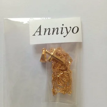 Anniyo Küçük Haç kolye kadın,mini #051002 kolye, altın rengi mücevher Haç Hıristiyan Süsler cazibesi