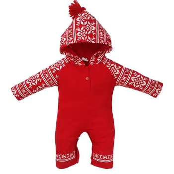 Kırmızı Kapşonlu Bebek Tulum Yeni Yıl Geyik Romper Kış Sıcak Geyik Baskı Bebek Tulum Kıyafetleri yeni Doğan