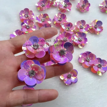 3D Payet Çiçek Dikmek-Yamaları el Yapımı 50pcs/lot 3cm Düğün El Sanatları Ayakkabı Çanta Giysi Tasarımı Aksesuar DİY