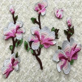 Yeni 1 pc Nakış Güzel Pembe Çiçek Dikiş Malzemeleri El Sanatları için Yaka Yaka kumaş, DİY Yaka Dantel kumaş Dantel