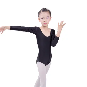 Çocuklar Uzun Kızlar Leotard Bale İçin Jimnastik Justaucorps Dans Kostümleri Kollu Kostüm
