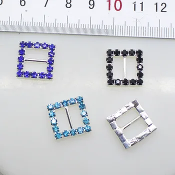 2017 Yeni 10 adet/lot 16mm Kare Renkli Taslar Tokaları Metal Diamante Diy Saç Aksesuar Bling Düğün Şerit Takılması