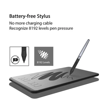 6 HUİON H640P-İnç Dijital Kalem Tablet Grafik Çizim Tablet Batarya ile ücretsiz OSU Oyun için Basınç Düzeyleri Pasif Kalem 8192-