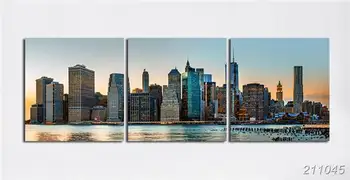 Yaşayan Ev Dekorasyonu Resimleri, Ev Duvar Sanat Tuval Baskı Manhattan Şehir New York Şehir Silüeti Hudson Nehri Poster Çerçeve