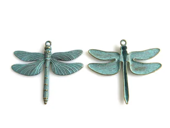 10 adet Büyük bakır pası Küfü Dragonfly Jeweley Yapma Bulgular İçin Kolye DİY 72x63mm el Yapımı Takılar