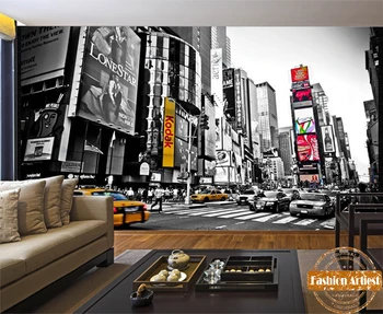 Özel 3d siyah & beyaz duvar kağıdı New York city Times Square modern tv Kanepe yatak odası oturma odası cafe restoran arka plan